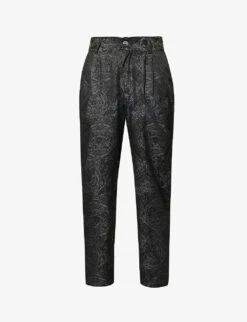 Patterned Straight-leg Regular-fit Woven Trousers