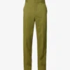 Twill-textured Jetted-pocket Tapered-leg Regular-fit Stretch Woven-blend Trousers