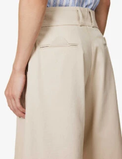 Culottes Pique-textured Cotton-blend Shorts -Kurtgeiger Store R04162399 OATMEAL ALT04