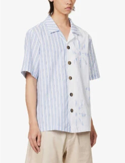 Sun Contrast-panel Relaxed-fit Cotton-blend Shirt -Kurtgeiger Store R04162401 WHITEBLUE ALT02