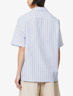 Sun Contrast-panel Relaxed-fit Cotton-blend Shirt -Kurtgeiger Store R04162401 WHITEBLUE ALT03