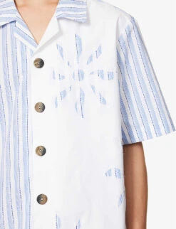 Sun Contrast-panel Relaxed-fit Cotton-blend Shirt -Kurtgeiger Store R04162401 WHITEBLUE ALT04