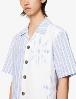 Sun Contrast-panel Relaxed-fit Cotton-blend Shirt -Kurtgeiger Store R04162401 WHITEBLUE ALT05