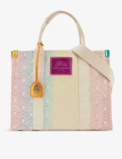 Kurt Geiger London Southbank Brand-appliqué Metallic-print Cotton Tote Bag