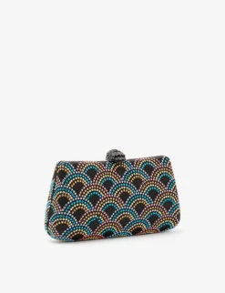 Kurt Geiger London Eagle-clasp Crystal-embellished Satin Clutch Bag -Kurtgeiger Store R04185501 BLACKCOMB ALT02