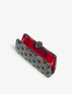 Kurt Geiger London Eagle-clasp Crystal-embellished Satin Clutch Bag -Kurtgeiger Store R04185501 BLACKCOMB ALT03