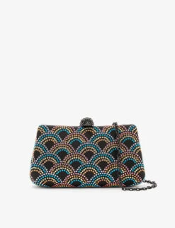 Kurt Geiger London Eagle-clasp Crystal-embellished Satin Clutch Bag