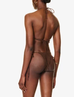 Jaded London Poseidon Crinkled Stretch-woven Bikini Top -Kurtgeiger Store R04197637 PRINT ALT02