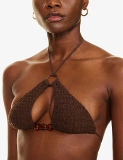 Jaded London Poseidon Crinkled Stretch-woven Bikini Top -Kurtgeiger Store R04197637 PRINT ALT03