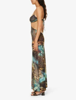 Jaded London Oceana Graphic-print Stretch-mesh Maxi Dress -Kurtgeiger Store R04197639 PRINT ALT02