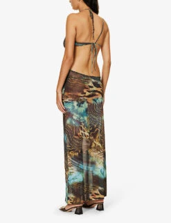 Jaded London Oceana Graphic-print Stretch-mesh Maxi Dress -Kurtgeiger Store R04197639 PRINT ALT03
