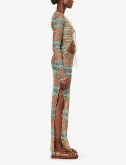 Jaded London Allure Striped Woven-blend Maxi Dress -Kurtgeiger Store R04197642 PRINT ALT02