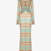 Jaded London Allure Striped Woven-blend Maxi Dress