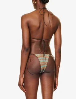 Jaded London Disc-embellished Zigzag Knitted Bikini Top -Kurtgeiger Store R04197643 PRINT ALT02