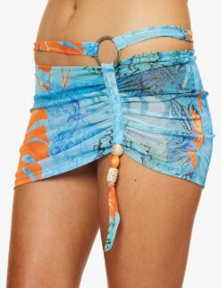 Jaded London Ruched Bead-embellished Stretch-mesh Mini Skirt -Kurtgeiger Store R04197646 MONSTERAPRINT ALT04