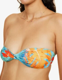 Jaded London Graphic-pattern Recycled-polyester-blend Bikini Top -Kurtgeiger Store R04197647 MONSTERAPRINT ALT03