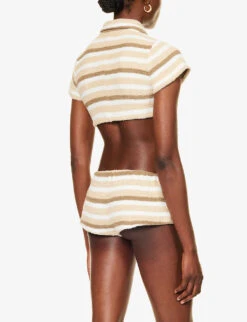 Jaded London Thalia Striped Towelling Top -Kurtgeiger Store R04197652 BROWNSTRIPETOWELLING ALT02