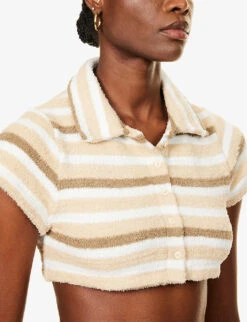 Jaded London Thalia Striped Towelling Top -Kurtgeiger Store R04197652 BROWNSTRIPETOWELLING ALT03