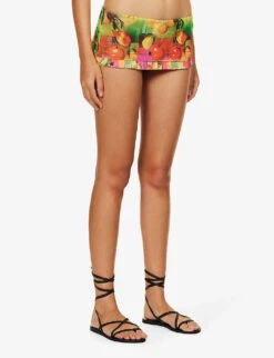 Jaded London Citrus Burst Pleated Stretch-mesh Mini Skirt -Kurtgeiger Store R04197666 VINTAGEPOSTCARDPRINT ALT02