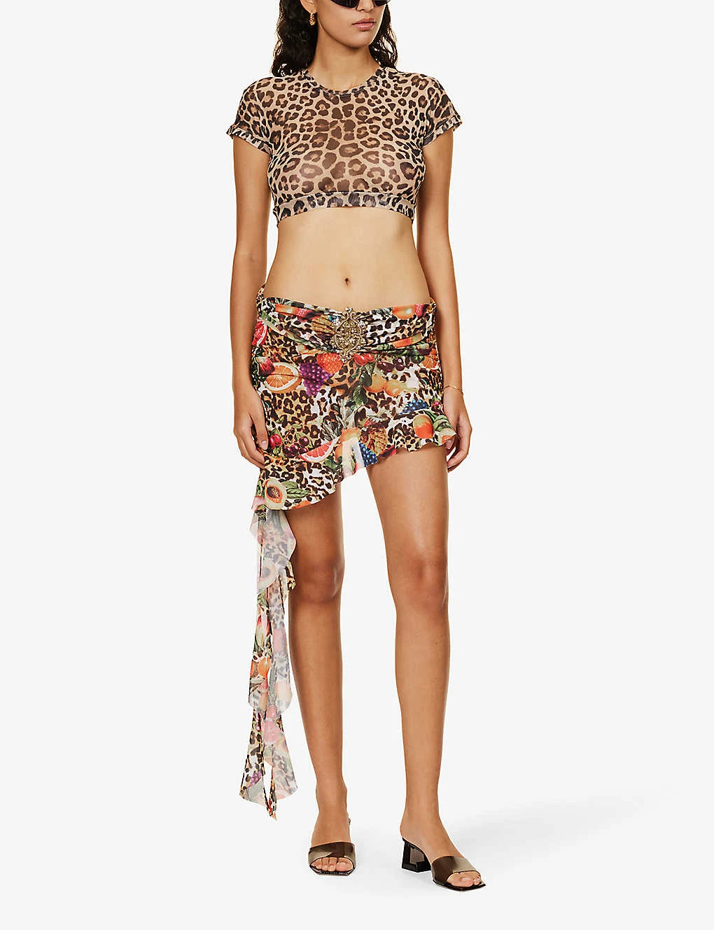 Jaded London Cindy Graphic-print Stretch-mesh Mini Skirt 2 Jaded London Cindy Graphic-print Stretch-mesh Mini Skirt - Image 2