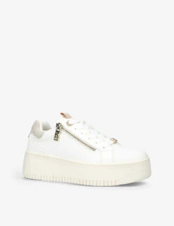 KG Kurt Geiger Leslie Side-zip Platform Faux-leather Low-top Trainers -Kurtgeiger Store R04198552 WHITE ALT02