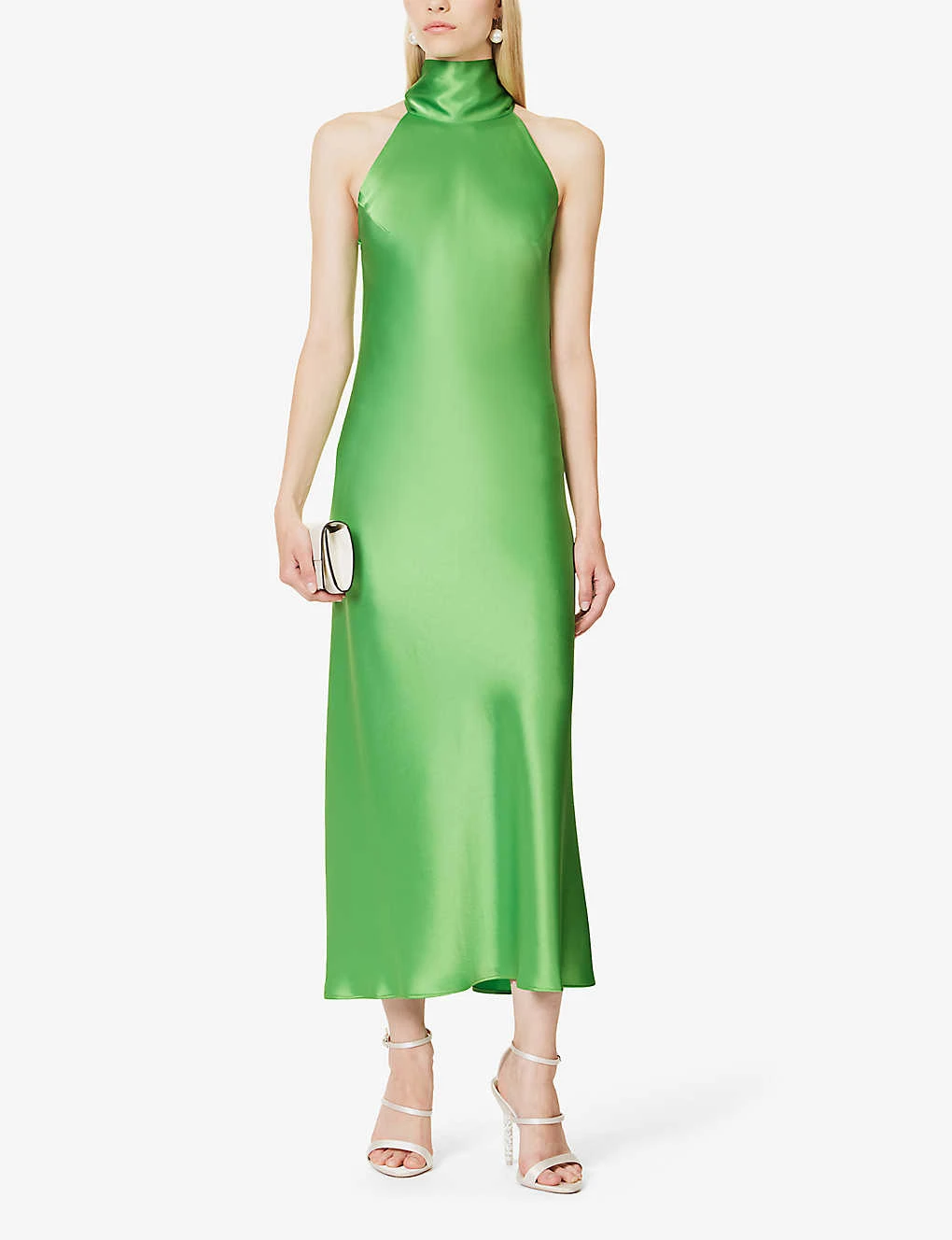 Sienna Halterneck Satin Midi Dress 2 Sienna Halterneck Satin Midi Dress - Image 2