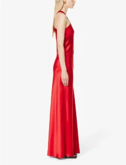 Evelyn Cross-strap Satin Maxi Dress -Kurtgeiger Store R04203286 CARDINALRED ALT02
