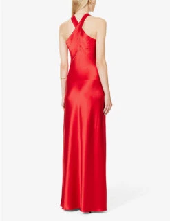 Evelyn Cross-strap Satin Maxi Dress -Kurtgeiger Store R04203286 CARDINALRED ALT03