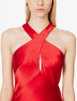 Evelyn Cross-strap Satin Maxi Dress -Kurtgeiger Store R04203286 CARDINALRED ALT04