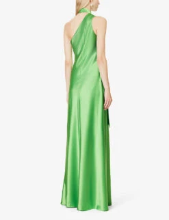 Ushuaia Asymmetric-hem Satin Maxi Dress -Kurtgeiger Store R04203287 PARISGREEN ALT03