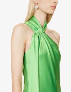 Ushuaia Asymmetric-hem Satin Maxi Dress -Kurtgeiger Store R04203287 PARISGREEN ALT04